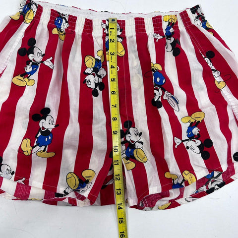 Vintage 90s Mickey Mouse Disney Hanes Striped Boxer Shorts Made in USA Sz L