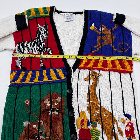 Vintage 90s Marisa Christina Classics Women's Circus Animal Cardigan Sz S