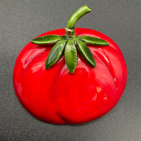 Vintage Original By Robert Red Enamel Tomato Figural Brooch Pin Collectible