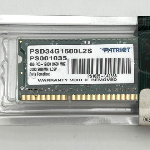 Patriot Signature 4GB DDR3 1600MHz Laptop RAM Lot 5 PSD34G1600L2S PC3-12800 NIB