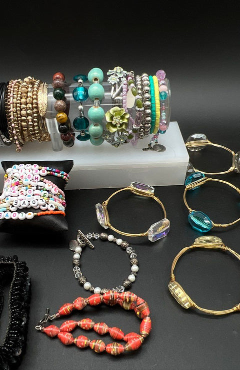 Mixed Costume Jewelry Bracelet Lot 45+ Pcs Beaded Bangle Cuff Monster High Charm