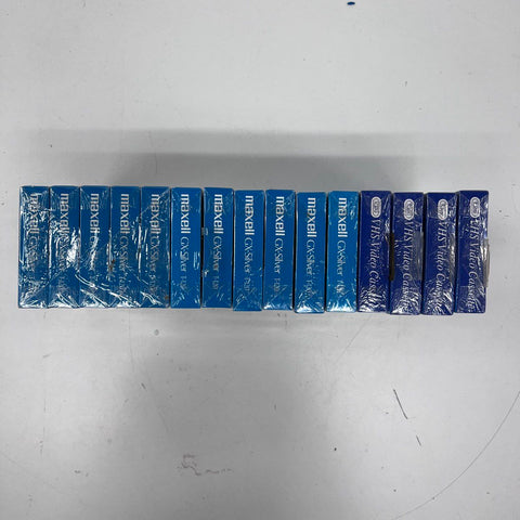 Maxell Tozai VHS Tape Lot 15 Pieces T-120 Blank Cassettes 6-Hour New Sealed