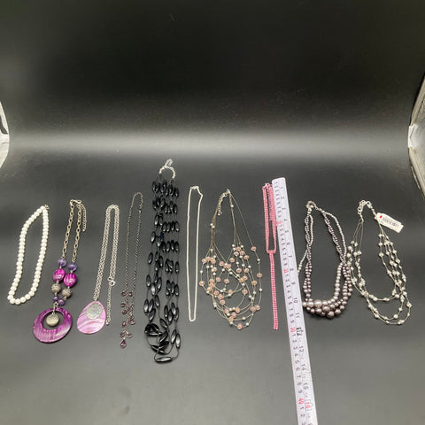 Macy's Faux Pearl Beaded Costume Jewelry Lot of 10 Necklaces Rhinestone Pendants