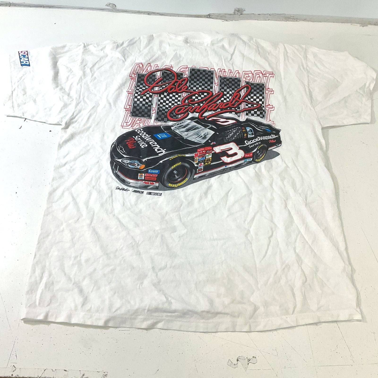 Vintage Competitors View Dale Earnhardt Two Sided Graphic T-Shirt White Size XL