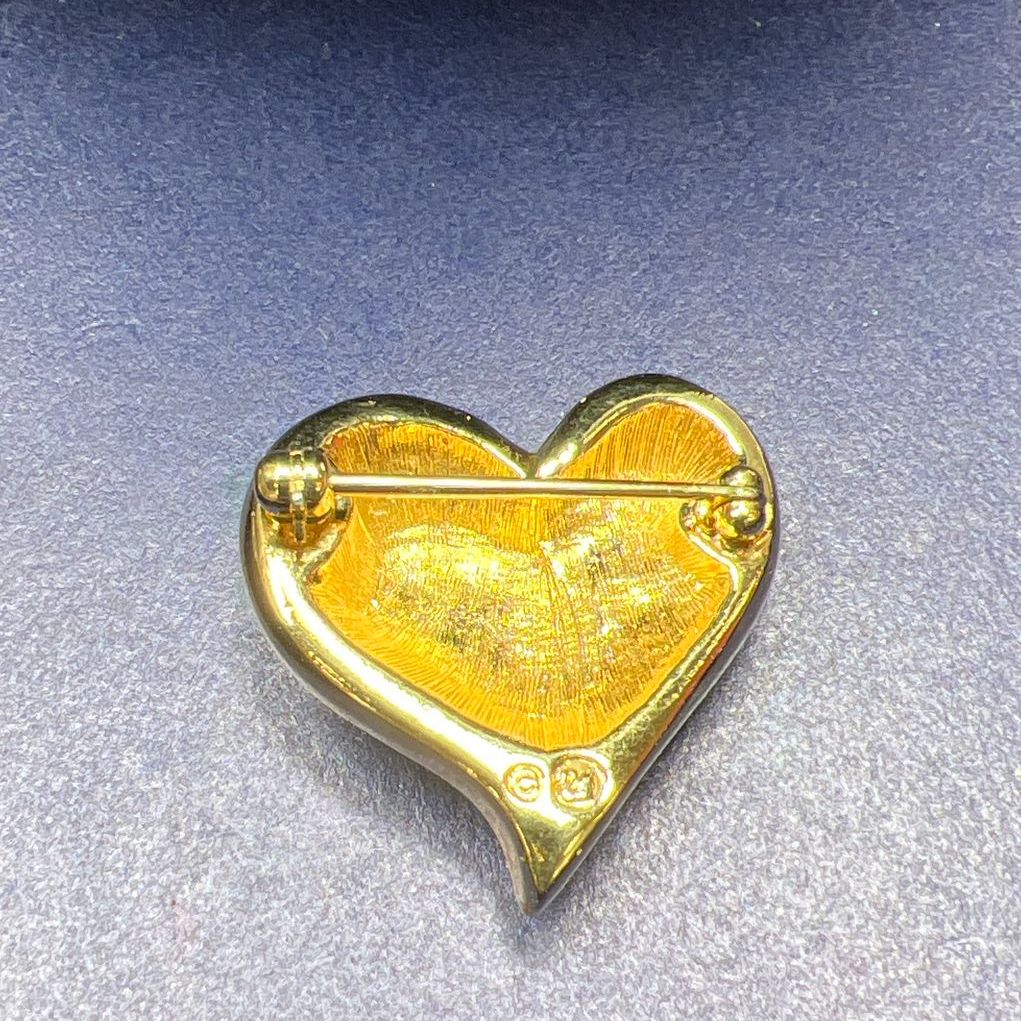 Swarovski Crystal Gold tone Heart Brooch in Box