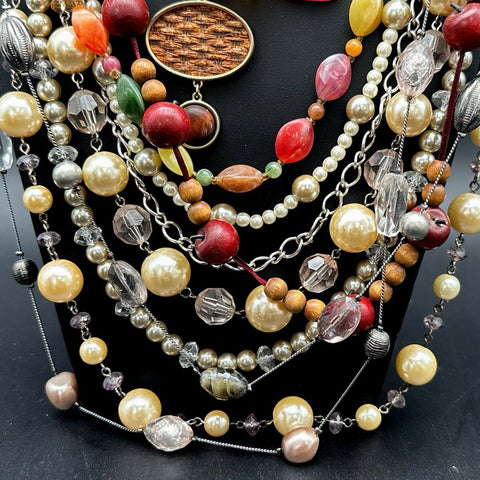 Costume Jewelry Lot Vintage to Modern Boho Statement Beaded Necklaces Pendants