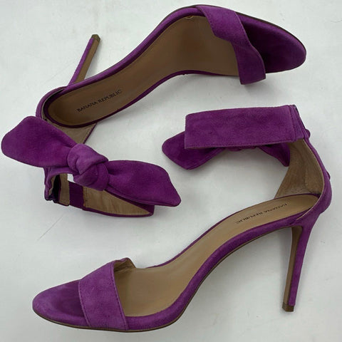Banana Republic Purple Suede Bow Ankle Strap Stiletto Heels Size 9