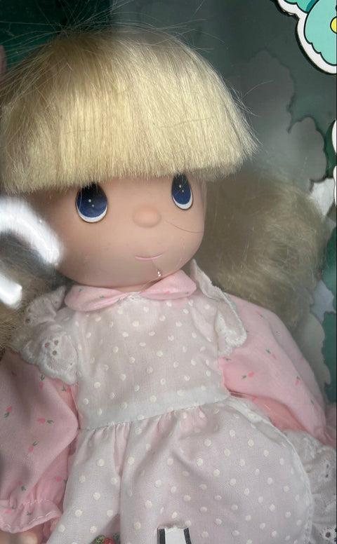 Vintage 1992 RoseArt Precious Moments Dolls Lot of 2 Bride & Pink Dress 9" NIB