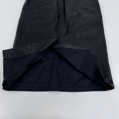 Vintage 90s Siena Women's Black Leather Pencil Skirt Diagonal Seam Sz 8