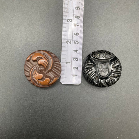 Vintage Large Plastic Buttons Lot 2 Ornate Carved Swirl MCM 1.75 Inch