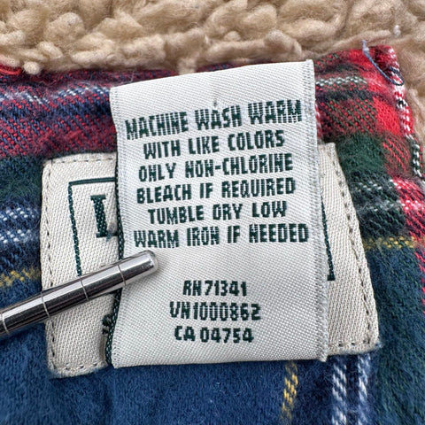 L.L. Bean Men's Sherpa Lined Scotch Plaid Flannel Shirt Jacket Blue Red Sz L