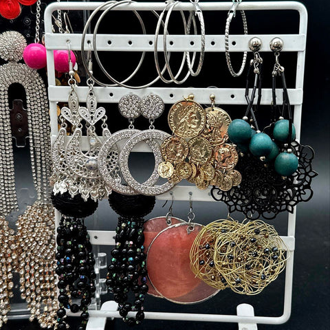 Big Style Statement Fashion Earrings Lot Mixed Large Hoops Rhinestone Dusters