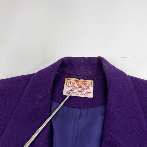 Vintage 90s Pendleton Purple 100% Virgin Wool Petite Blazer Jacket Sz 4