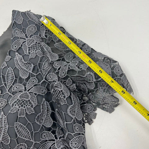 JJ's House Women's Steel Grey Lace Bodice Layered Gown Maxi Dress Size 14 NWT