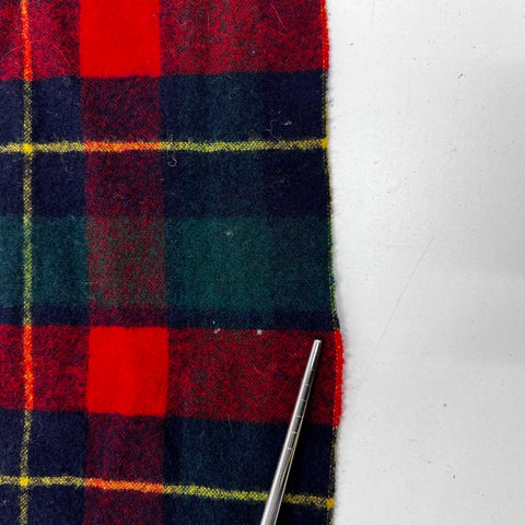 Vintage 90s Pendleton Wool Scarf Red Green Plaid Fringe Unisex Made in USA