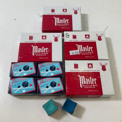 Master & Blue Diamond Pool Billiard Chalk Lot IOB Used Pre-Owned Made in USA