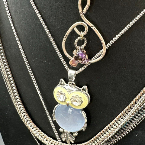 Fashion Costume Jewelry Lot of 7 Necklaces Mustache Owl Fish Tassel Pendants