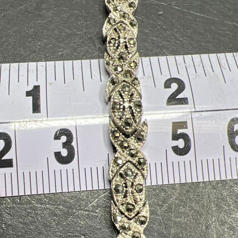 925 Sterling Silver Marcasite Tennis Bracelet 14.04g