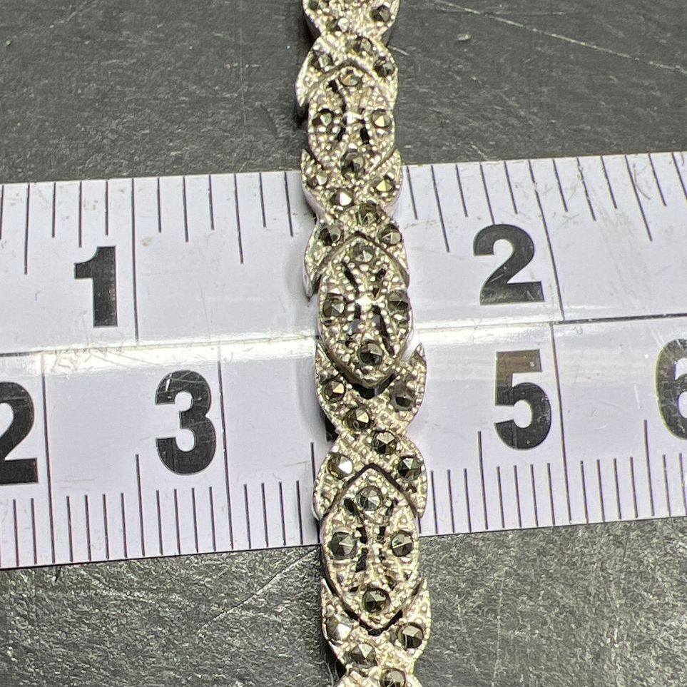 925 Sterling Silver Marcasite Tennis Bracelet 14.04g