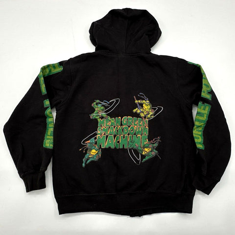 TMNT Kids Black Full Zip Hoodie Vintage Y2K 2003 Smackdown Machine Sz 10/12