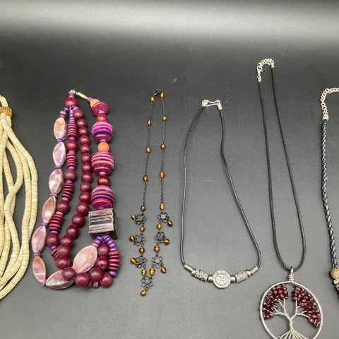 Mixed Fashion Jewelry Necklace Lot 9pc Tree of Life Shell Beaded Boho Style