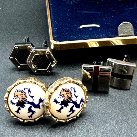 Lord West Pronto Uomo Men's Cufflinks & Shirt Studs Lot Gold Silver Tone Formal