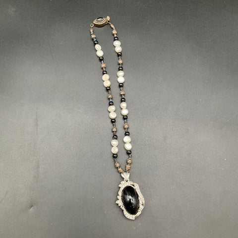 Sterling Silver 925 Pearl Hematite Beaded Necklace Lot of 3 Black Onyx Pendant