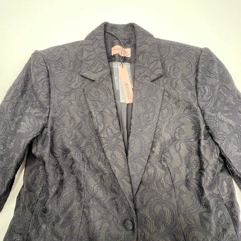 Chicos Black Label Women's NWT Black Lace Blazer Jacket Paisley Size 14