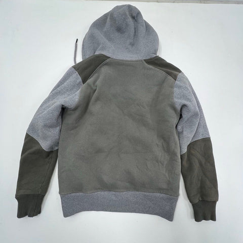 Y2K Fox Sasquatch Mens Faux Fur Lined Full Zip Hoodie Gray Colorblock Size S