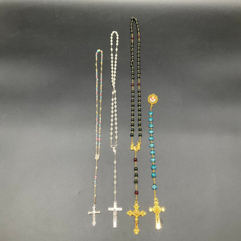 Catholic Rosary Prayer Beads Lot of 4 St. Benedict Mary Jesus Italy Metal Glass