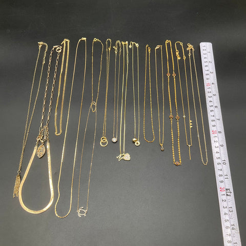 Gold Tone Fashion Jewelry Lot 16 Necklaces Pendants Tassel Turtle Heart M