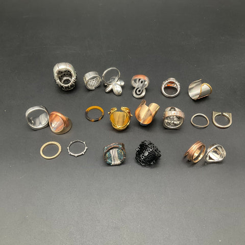 Fashion Statement Rings Jewelry Lot of 22 Goth Boho Eclectic Mixed Metals