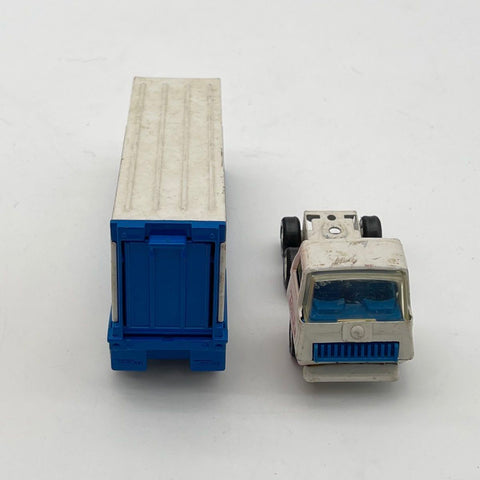 Vintage Tonka Semi Truck Tractor Trailer White Blue 10 Inch Toy Vehicle