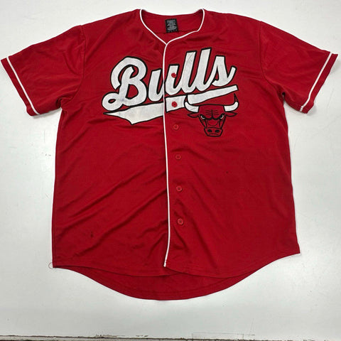 NBA Men's Chicago Bulls #66 Baseball Jersey Red Button Up Mesh Sz XL