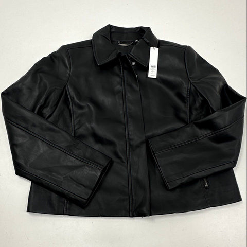 Chico's Women's Black Faux Leather Zip Front Jacket Sz 1 NWT