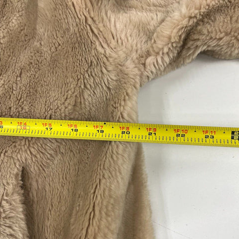 Vintage Halldon Women's Beige Faux Fur Swing Coat A-Line Frog Closure