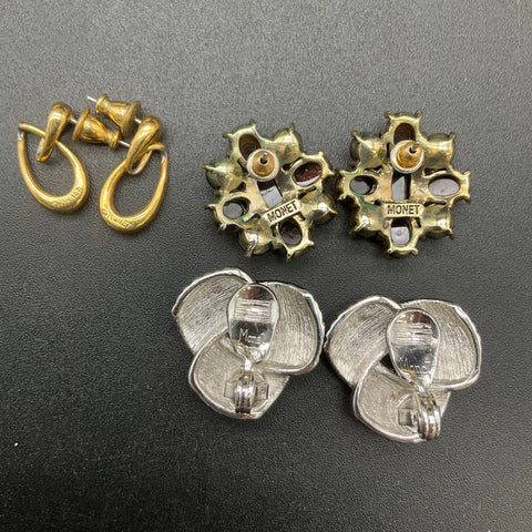 Vintage Monet Costume Jewelry Lot 5 Pieces Necklace Earrings Rhinestone Brooch