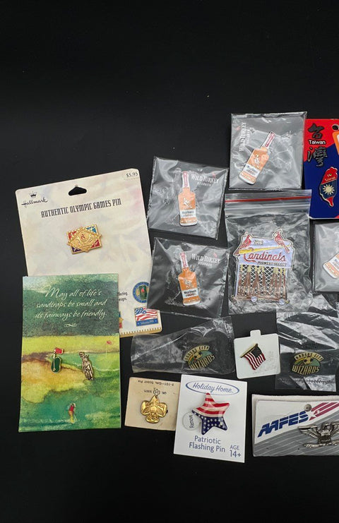 Vintage to Modern Pin Lot Wild Turkey Olympics Cardinals Girl Scouts 22pc