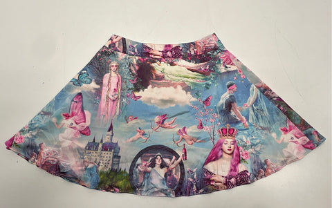 Sugar Thrillz Women's Multicolor Renaissance Graphic Print Mini Skirt Sz S