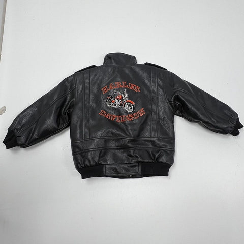 Vintage 90s Harley-Davidson Kids Born To Ride Faux Leather Bomber Jacket Sz 6