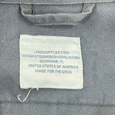 US Coast Guard Mens Coveralls Jumpsuit Navy Blue Utility Work USCG Patches Sz L