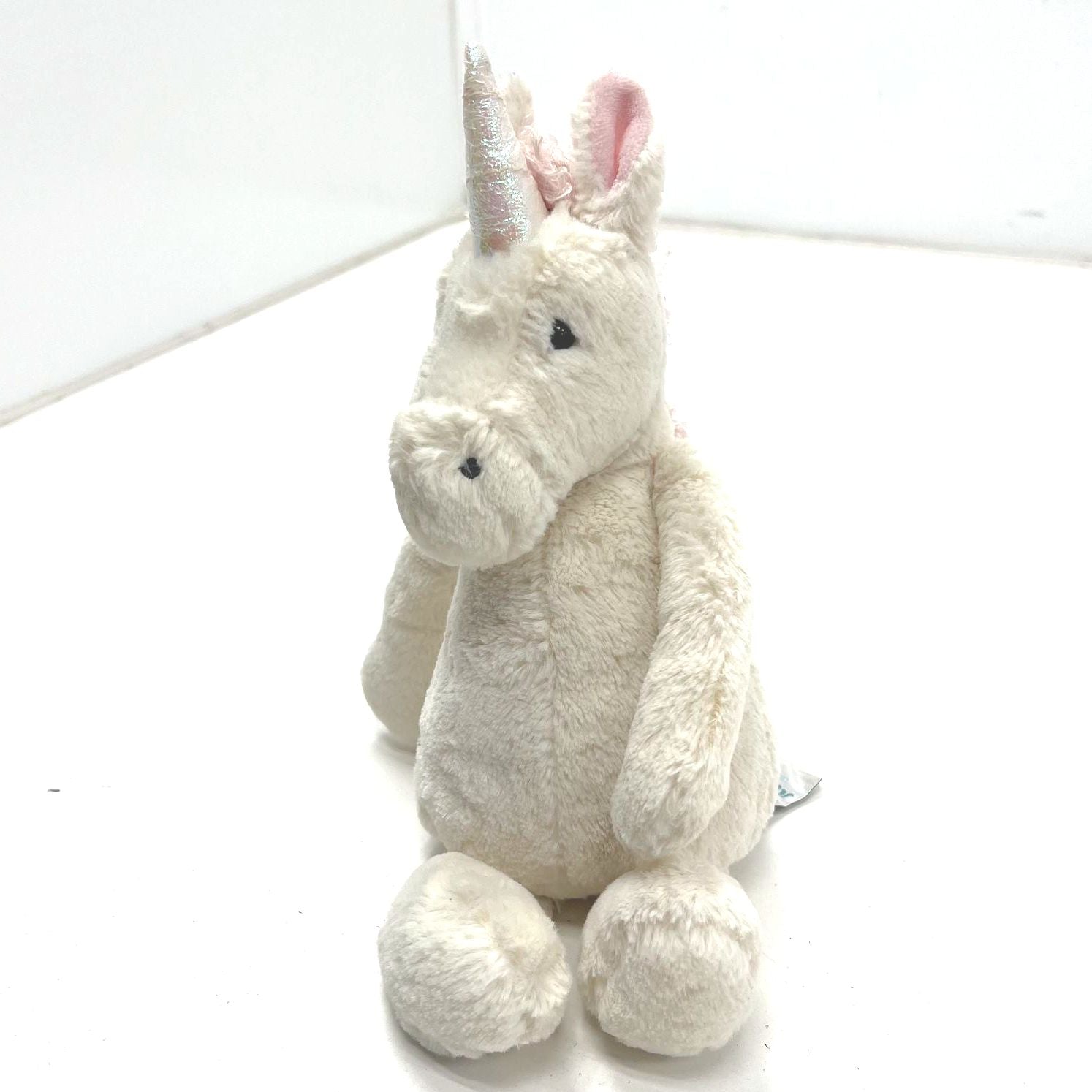 Jellycat Bashful Unicorn Plush Stuffed Animal Toy White Pink Silver Horn 12 Inch
