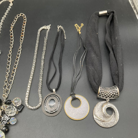 Fashion Statement Necklace Jewelry Lot of 8 Crystal Shell Silver Tone
