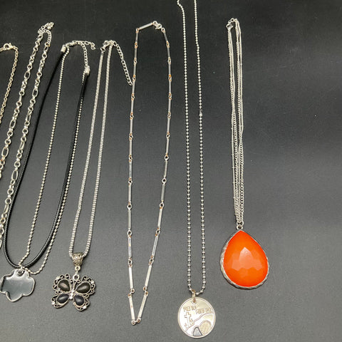 Vintage & Modern Necklace Jewelry Lot 11pc Religious Butterfly Pendants Stone