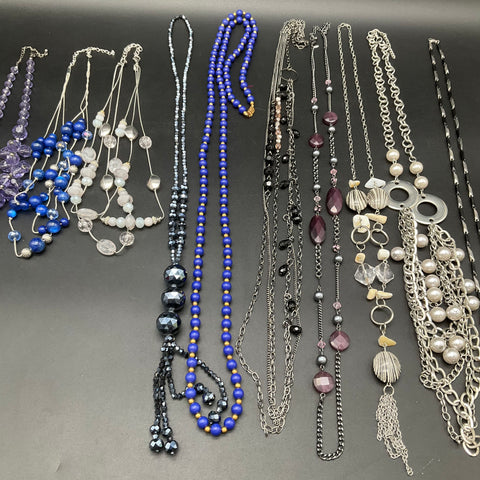 Modern Costume Fashion Necklace Jewelry Lot of 11 Beaded Chain Statement