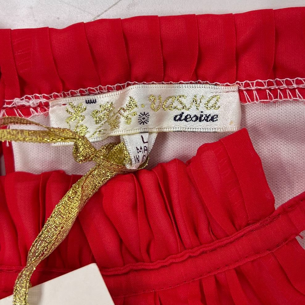 Vasna Desire Womens Lot 2 Pleated Maxi Dresses Size L NWT Red Striped Ombre