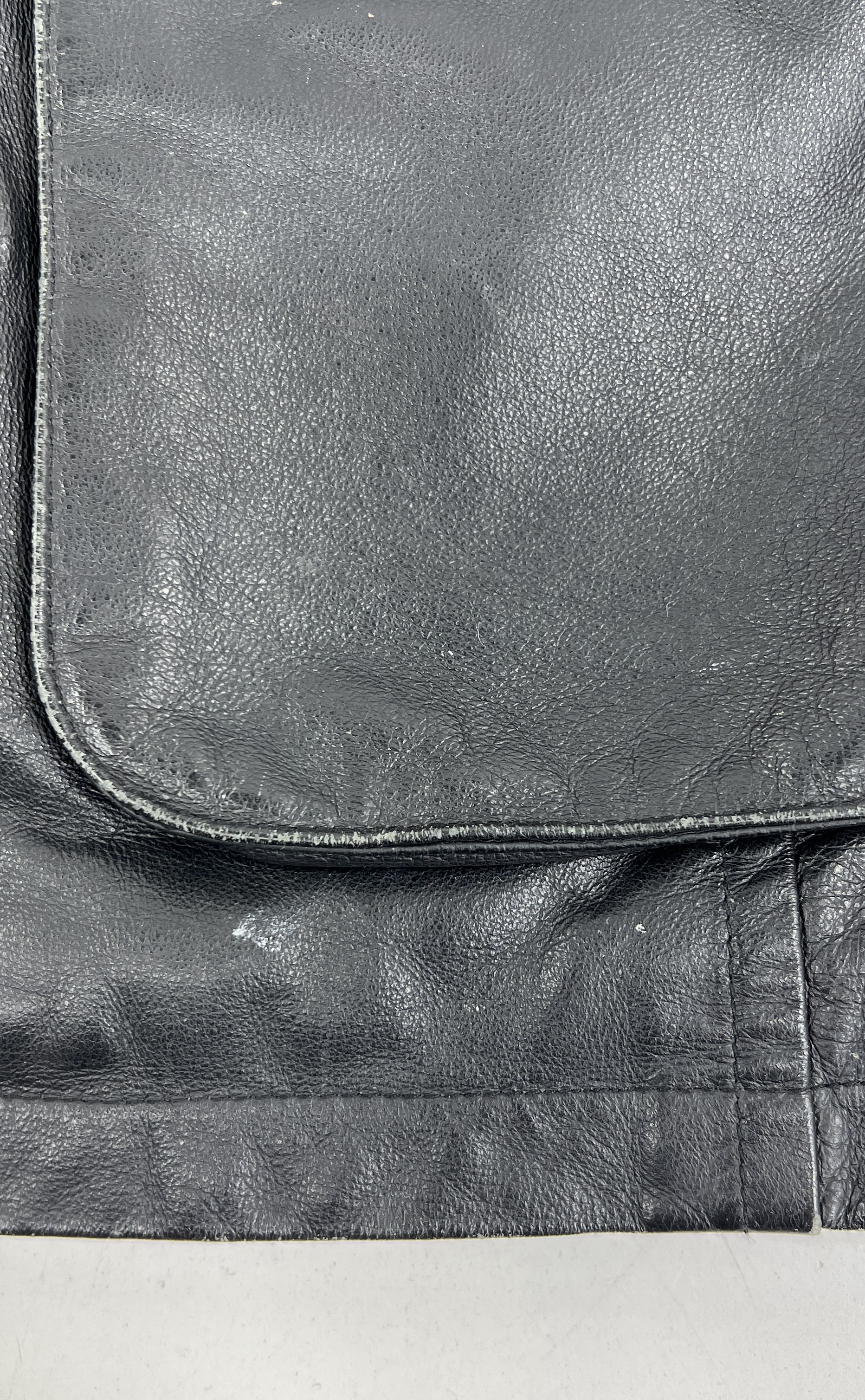 Phase Two Black Leather Full Zip Field Jacket Coat Men's Size XL