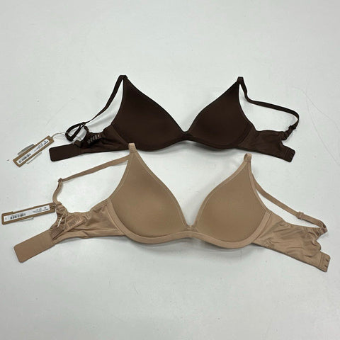 Skims Women's Lot 2 Wireless Super Push-Up Bras Cocoa Clay Sz 30C 32C NWT