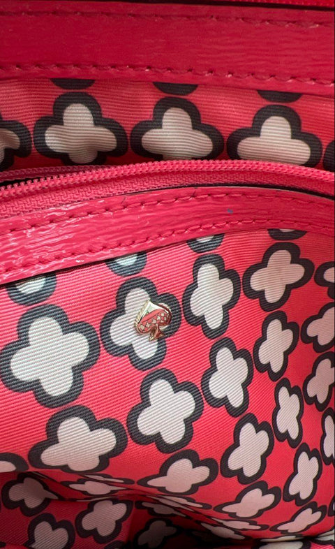 Kate Spade New York Pink Patent Leather Bow Satchel Crossbody Bag Gold Tone