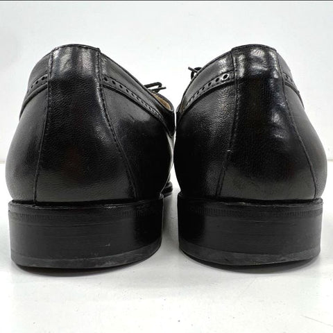 Vintage Bally Trino Black Leather Cap Toe Derby Dress Shoes Size 10 B